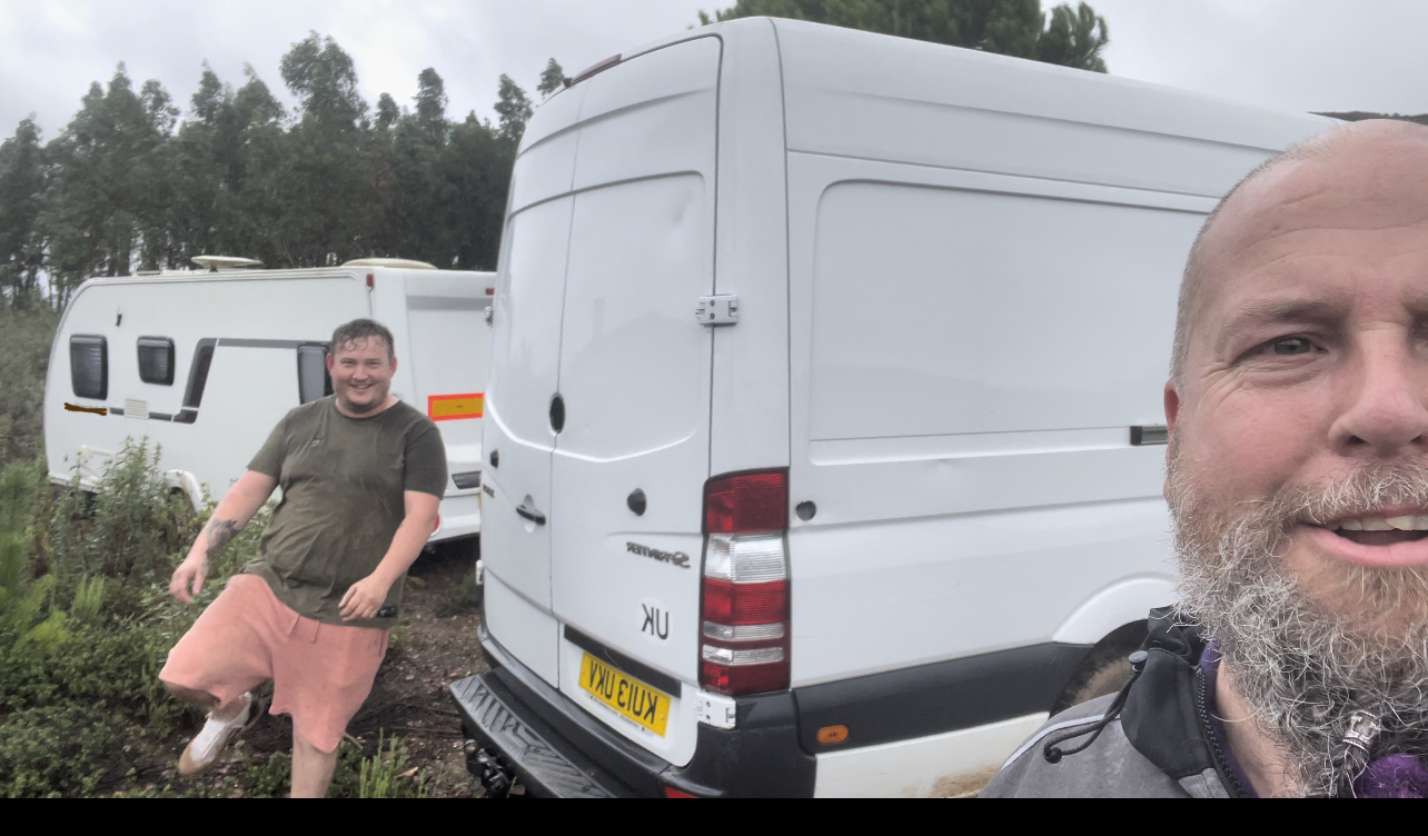 Caravan positioned at our mountain property in Portugal